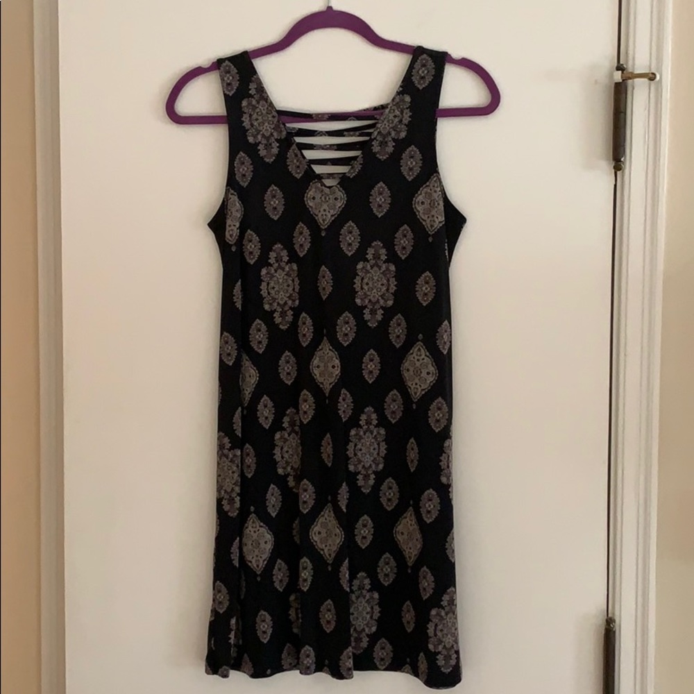 Black patterned shirt dress